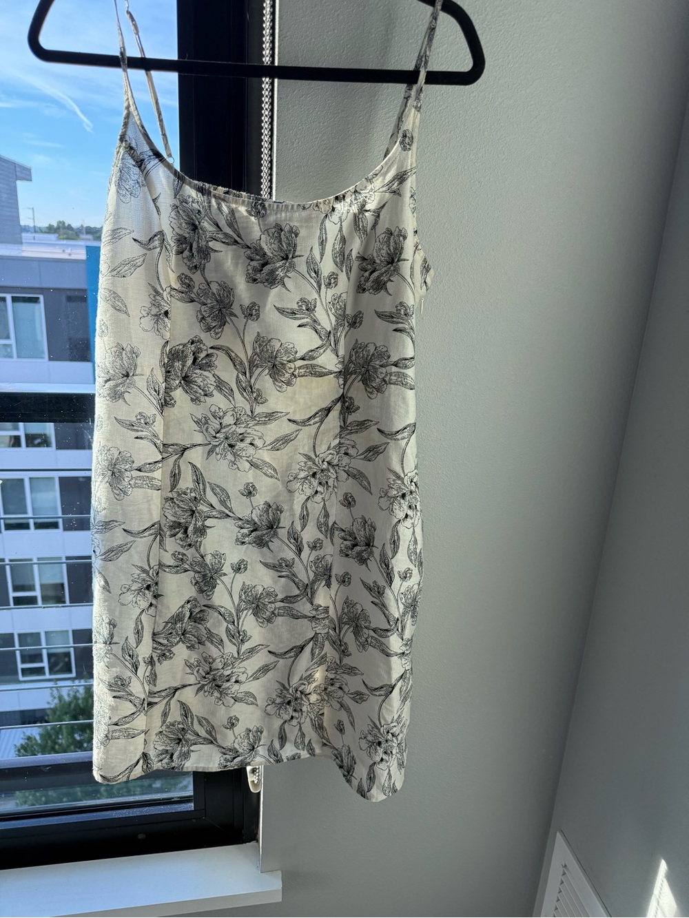 Off-White Floral Print Slip Dress